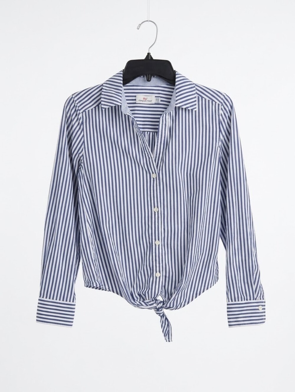 Vineyard Vines Blue & White Vertical Stripe Tie-Front Button Down Shirt Size 4